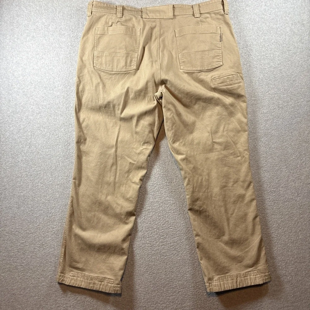 Duluth Trading Flex Fire Hose Men's 42x30 Beige Canvas Pants Work Casual
